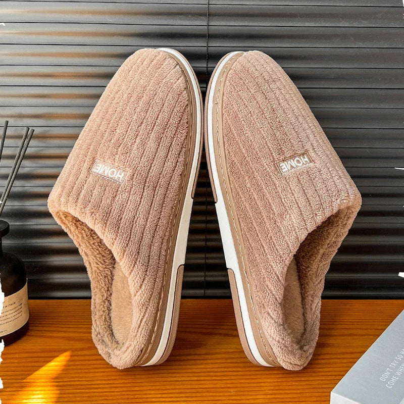 Cozy plush slippers with soft lining and non-slip outsole for indoor and light outdoor use
