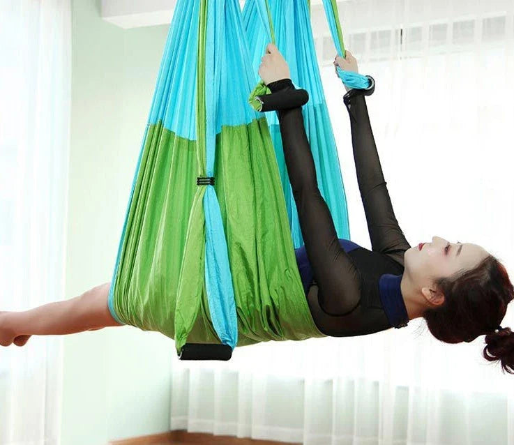 Anti-Gravity Yoga Hammock made of durable nylon fabric, available in a range of vibrant Kiwi-friendly colours