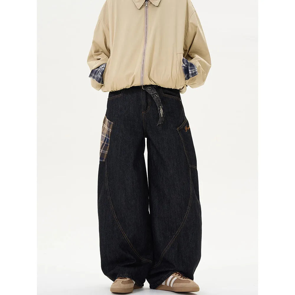 Women's loose fit cotton trousers in straight leg design with plaid pattern, shown in coffee and red colour options