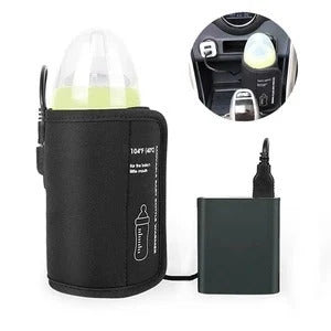 NewbornQueen USB Baby Bottle Warmer in black, compatible with car adapters and USB sockets