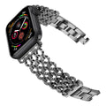 Stainless steel mesh detachable watch strap for iWatch in black, rose gold, and silver, 38-49mm sizes