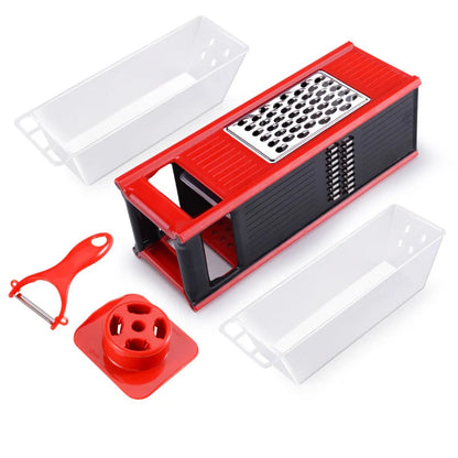 Multifunctional kitchen cutting tool with four-sided blade and drain storage box