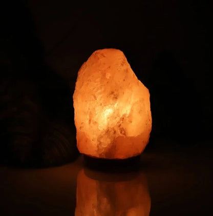 Natural rose salt lamp night light with rock salt shade, dimensions 10-11cm diameter, 16-18cm height