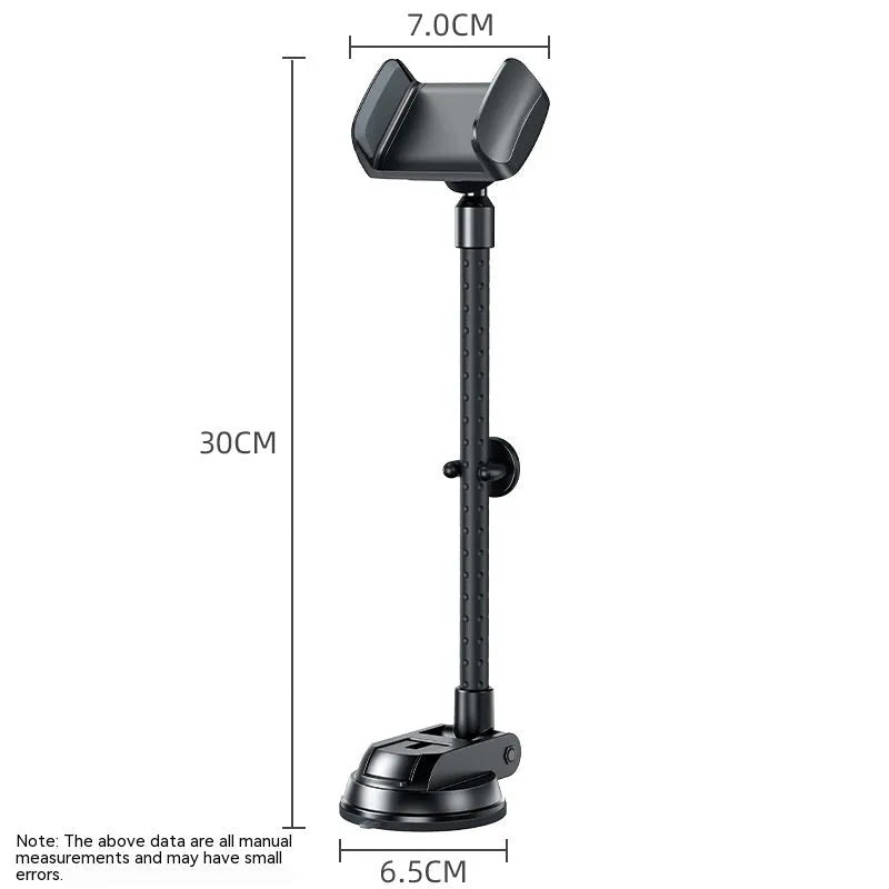 Universal rotating metal car phone bracket in black with double supercharged fast charging and multi-angle adjustment