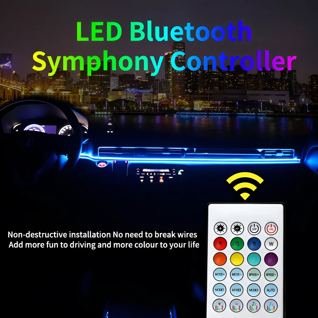 Car central control ambience light with aluminium alloy construction and remote control