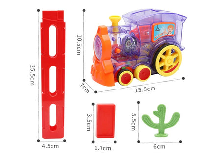 Automatic Domino Building Blocks Train Toy with colorful dominoes and motorized train mechanism