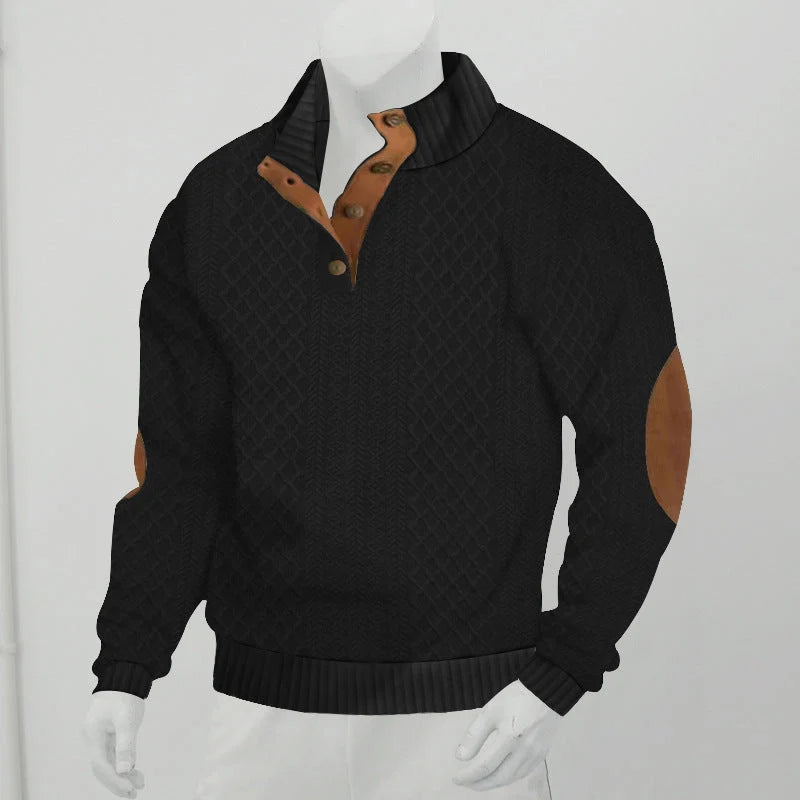 Stand collar long sleeve jacquard knitted pullover sweater in various colours