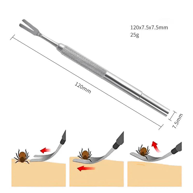 Stainless steel tick removal tweezers for cat and dog pet care