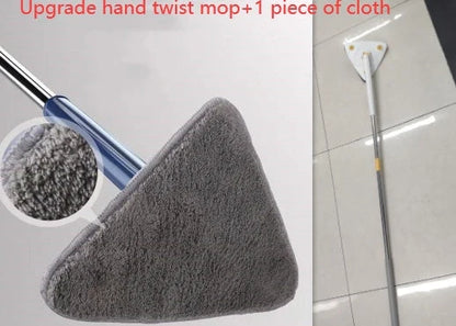 Extendable Triangle Mop with 360° rotatable head for deep cleaning in blue and white