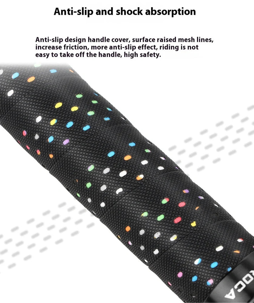 Lockable bicycle handlebar covers with anti-slip winding pattern in black-red colour combination