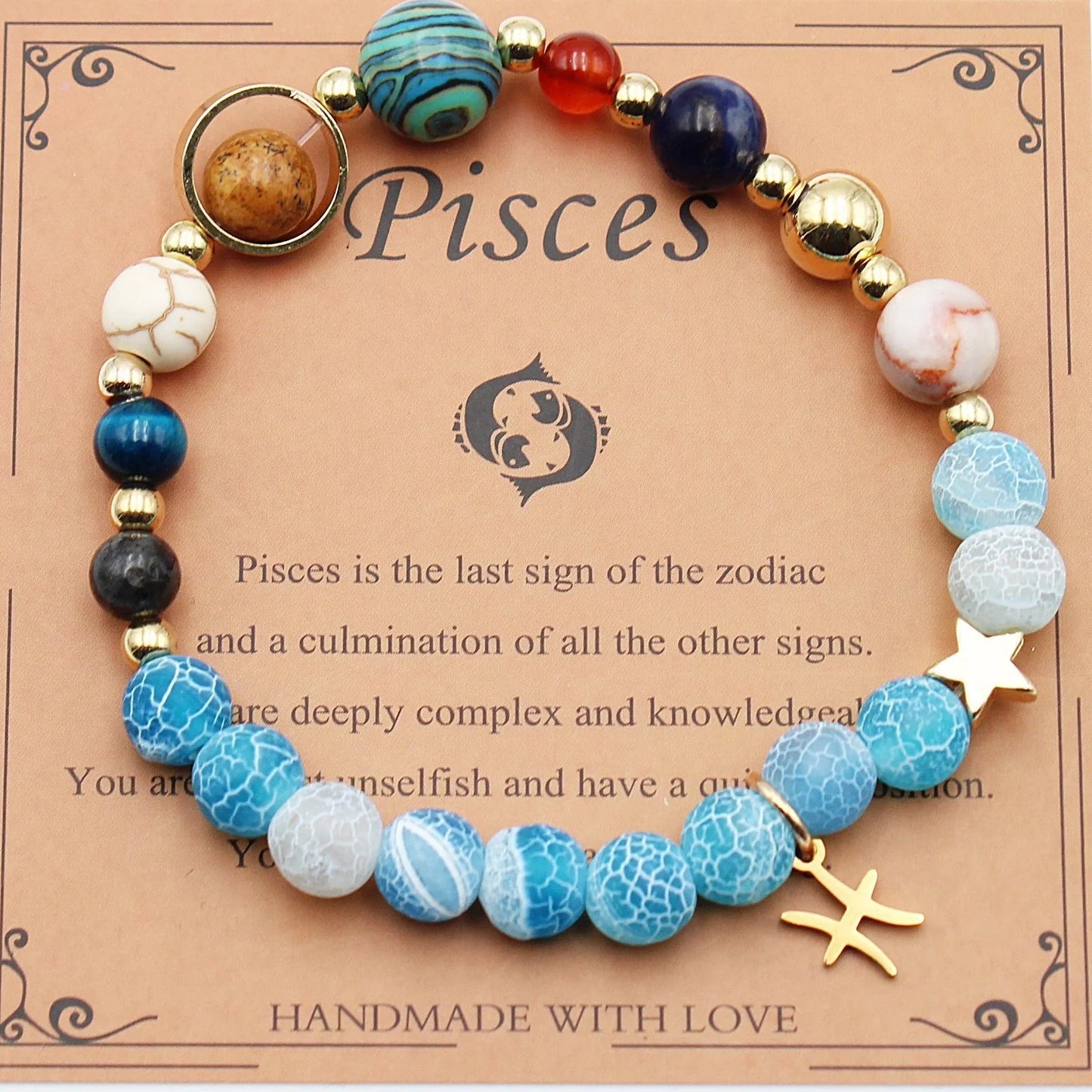Twelve Constellations Natural Stone Beaded Bracelets - Unisex Astrological Jewellery