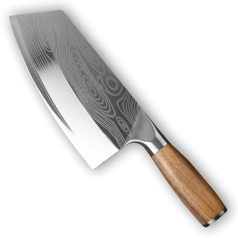 Stainless steel kitchen knife with a long 320mm blade made from 40cr13 steel.