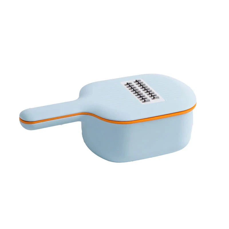 Multi-functional vegetable cutter with four blade designs for efficient kitchen tasks