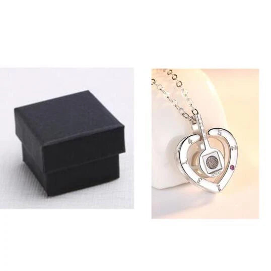 Subloom Heart 100 I Love You sterling silver necklace with heart shape and unique engraving