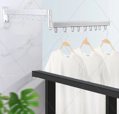 Versatile wall-mounted foldable aluminium alloy drying rack with track system for secure clothes drying