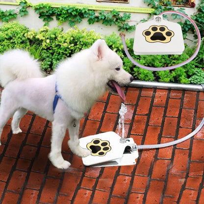 Outdoor dog water fountain with paw pad activation in durable steel construction