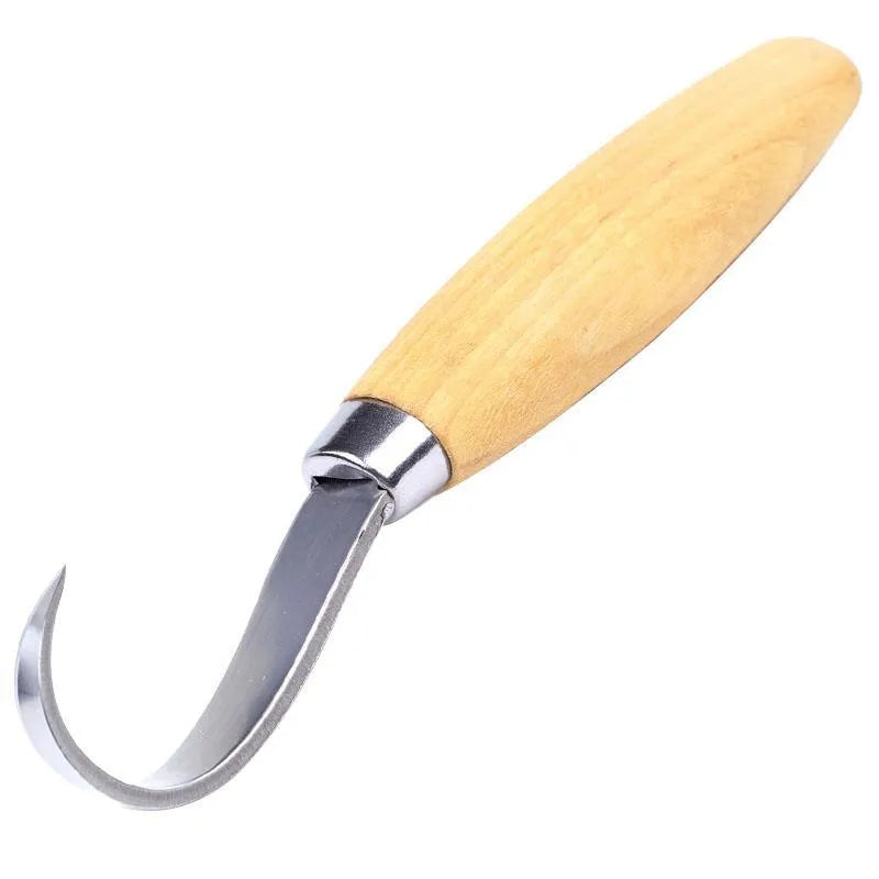Curve carving knife with wood handle and stainless steel blade for wood carving