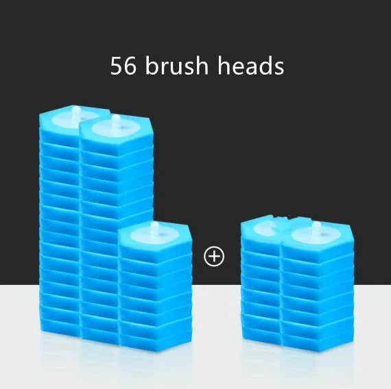 Disposable toilet brush with plastic handle and sponge head for hygienic cleaning