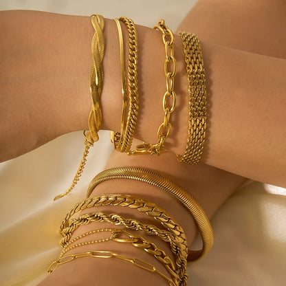 Stainless steel ornament bracelet with real gold treatment in various colours