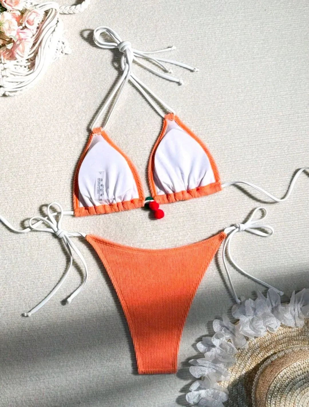 Solid colour backless bikini swimsuit in high elasticity nylon fabric for swimming