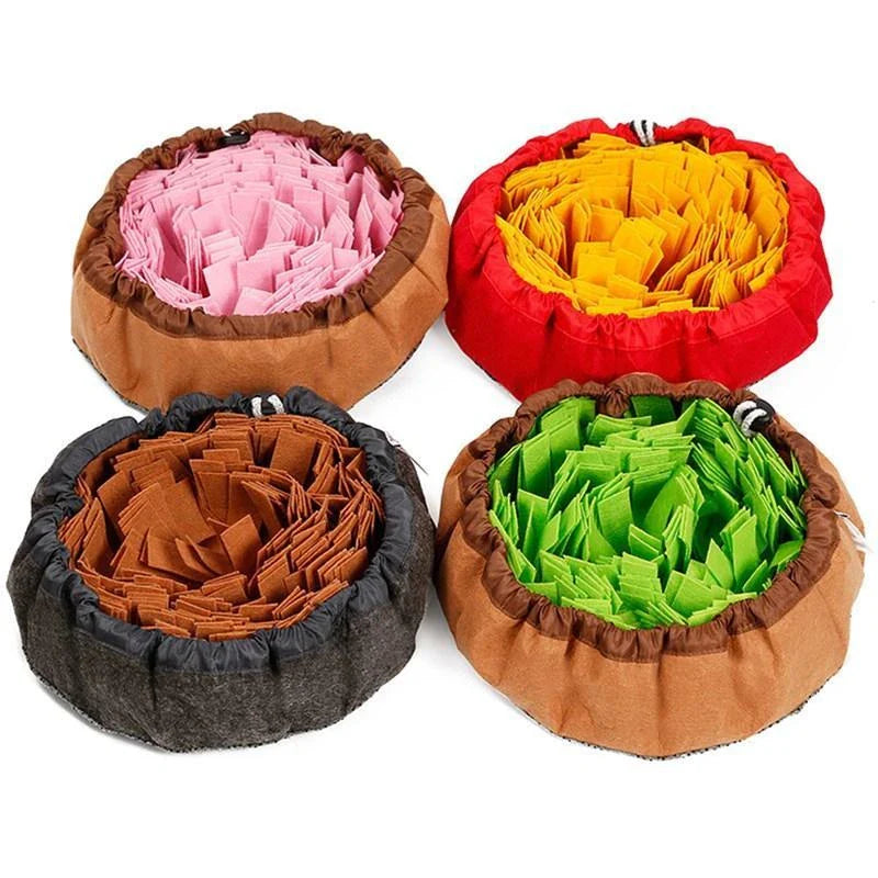 Durable felt cloth pet sniffing mat for dogs, includes storage bowl
