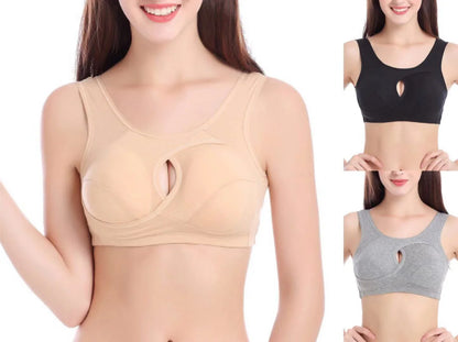 Comfortable and supportive sports bra with wireless design, crossover lift, and inner-bust band for plus-size support