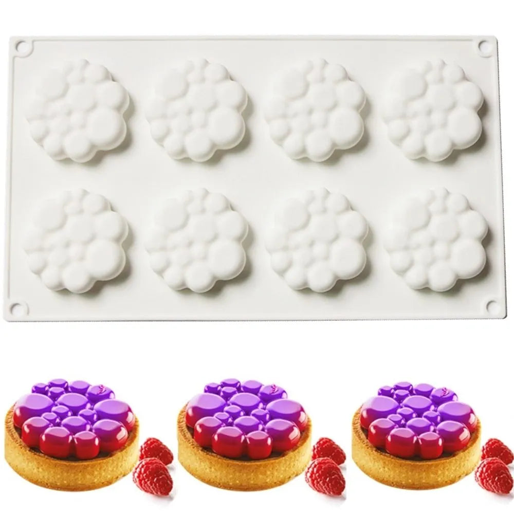 Round silicone cake mould with bubble tower pattern for baking and desserts