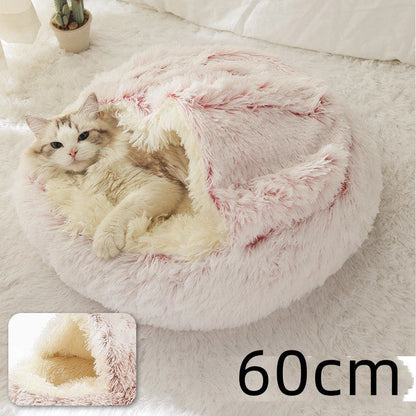 Warm plush pet bed for cats and dogs in various colours and sizes