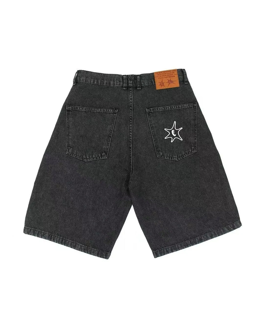 Men's straight-leg denim shorts in D36 colour for hip hop casual summer wear