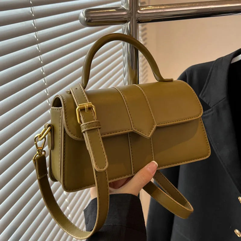 Women's horizontal square PU messenger bag with file pocket compartment in multiple colour options