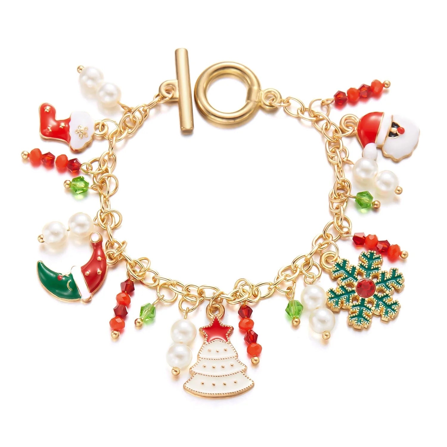 Personalized Christmas Bracelet with Santa Claus Pendant for Women