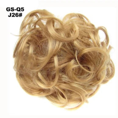 Synthetic wavy curly messy hair bun for women, 12cm diameter, high-temperature wire