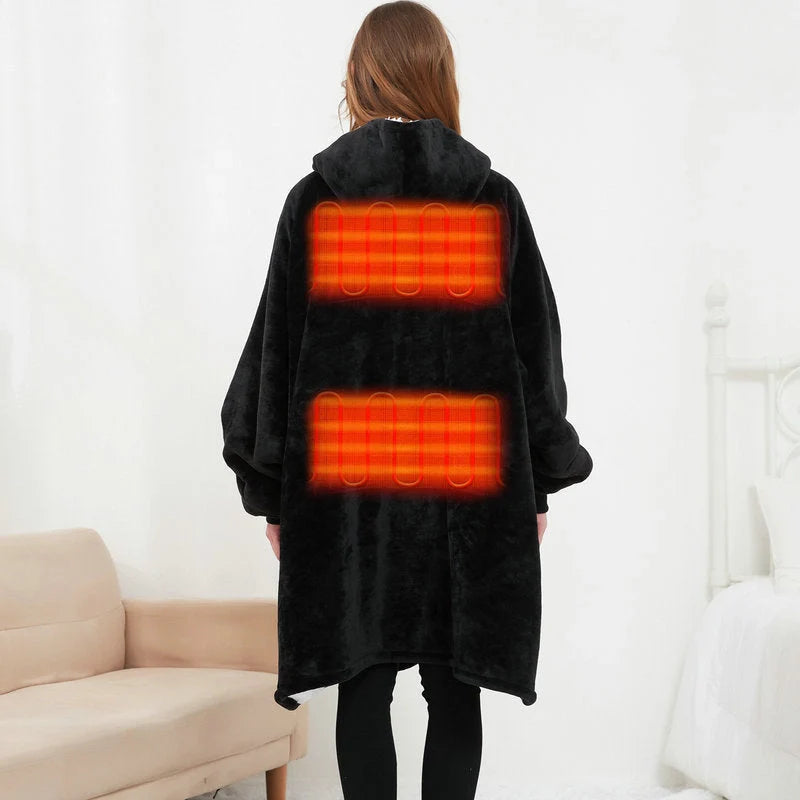USB heated oversized hoodie blanket in various colours with large back heating area