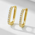 Sterling silver oval zircon ear clip earrings with gold plating options