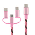 Universal three-in-one data cable, 1m length, combining Mini USB 8PIN Micro USB Type-C interfaces, available in grey, gold, red, rose gold