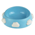 Anti-skid plastic dog bowl in blue sky and white clouds colour for non-slip feeding