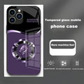 Metal liquid glass all-inclusive drop-resistant phone case in black with Chinese-style wave pattern for Apple iPhone