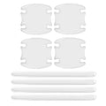 Transparent 3D car door handle scratch protection stickers, set of four pieces.