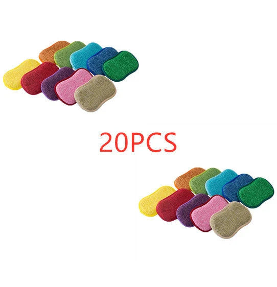 Double-sided microfiber cleaning sponge with high-density inner core for tough kitchen messes