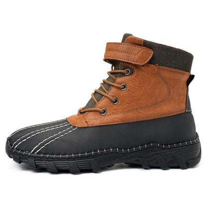 Warm and stylish fleece-lined winter boots in various colors and sizes, designed for cold-weather comfort and traction