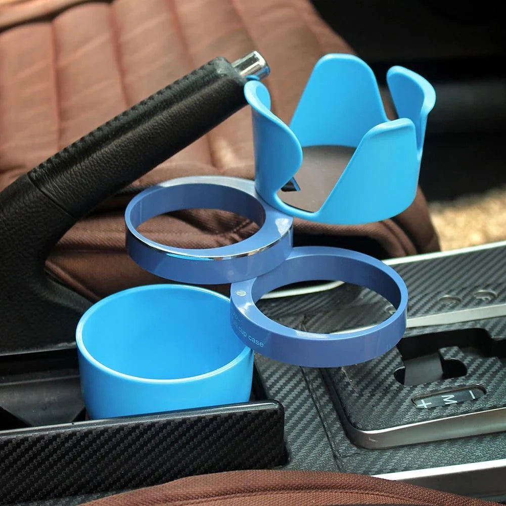 Rotatable ABS car cup holder in green, black, and pink for convenient drink storage