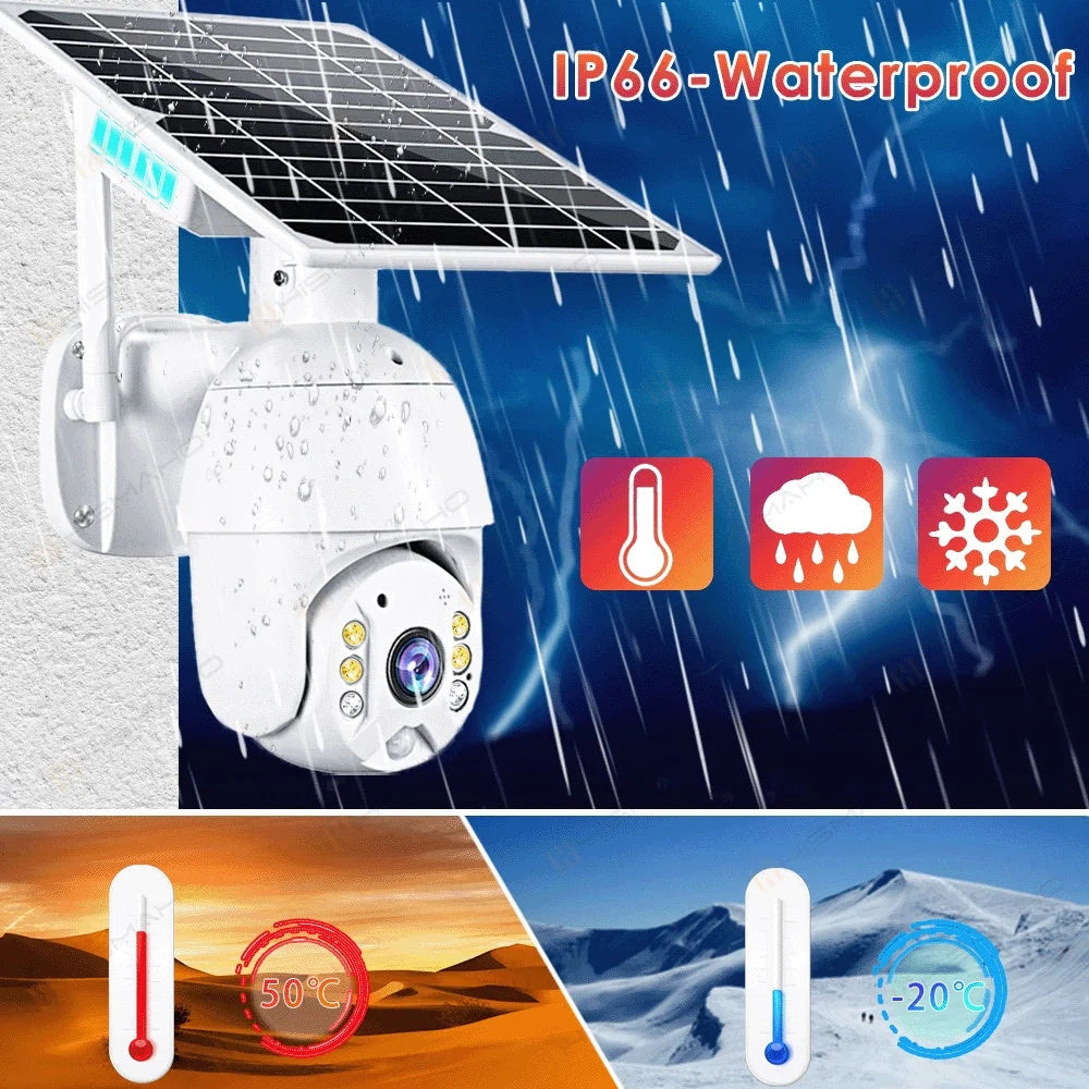 Solar-powered 4G security camera with 1080P resolution for outdoor surveillance