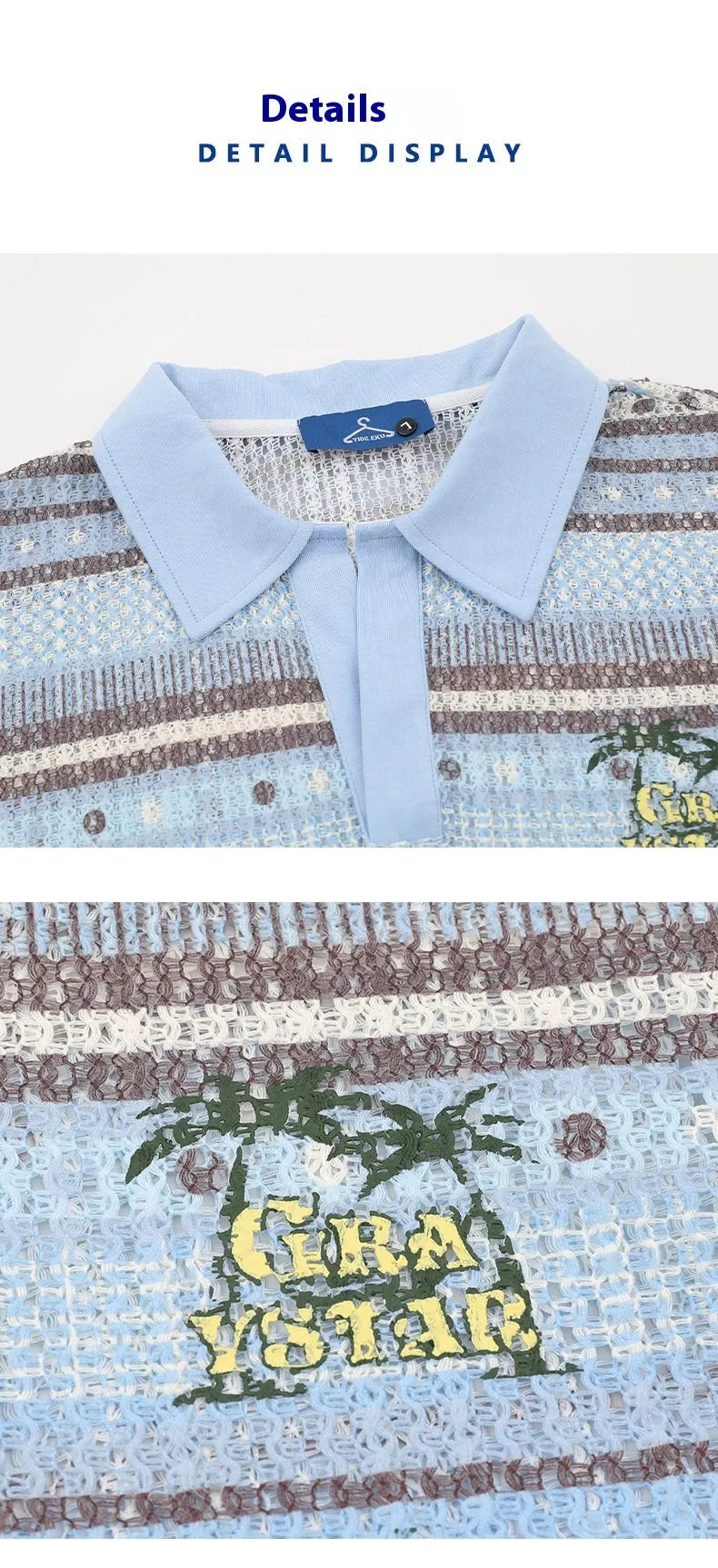 Men's blue printed casual short sleeve shirt with elastic fabric shown front view
