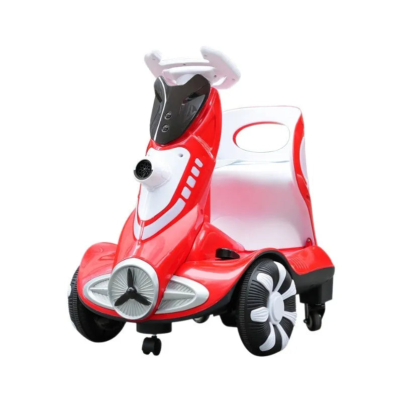 Remote control toy car in Agate Red with seated four-wheel design and bubble feature for children 4-6 years old