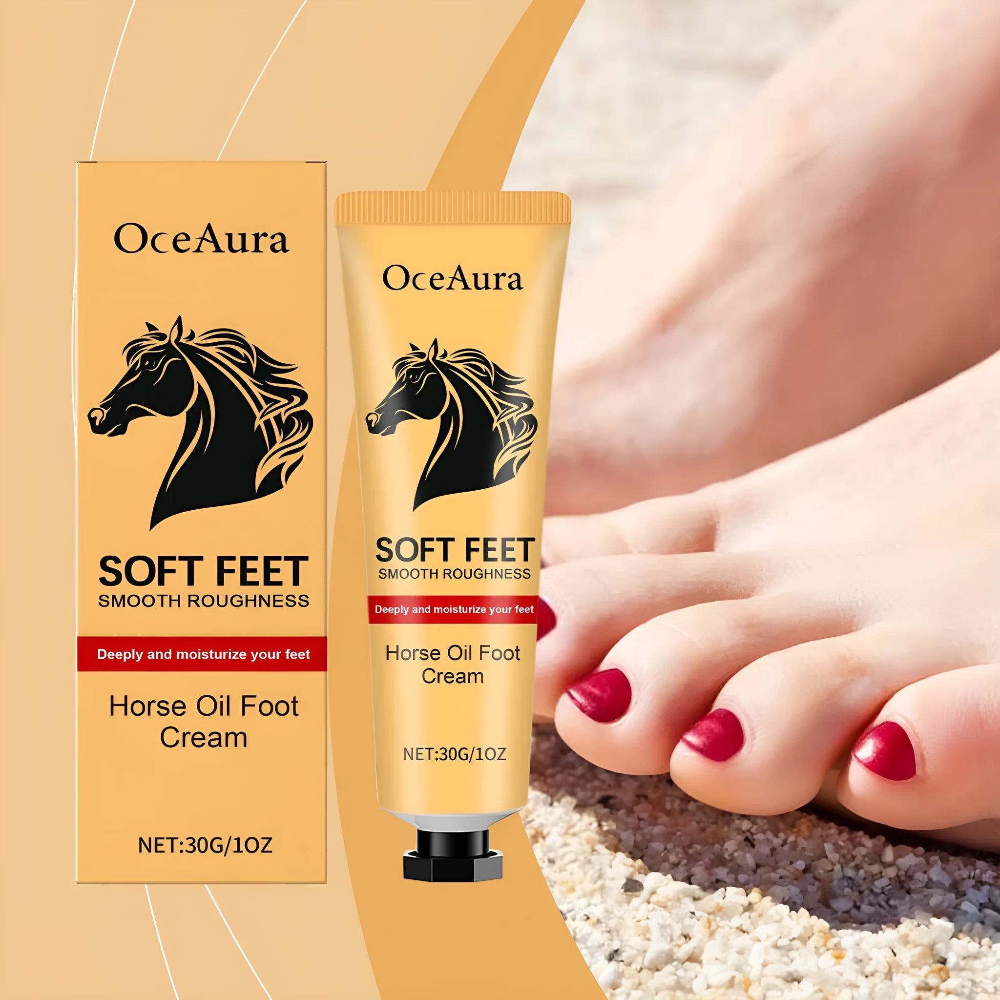 30g tube of horse oil foot and neck care cream for moisturising dry skin.