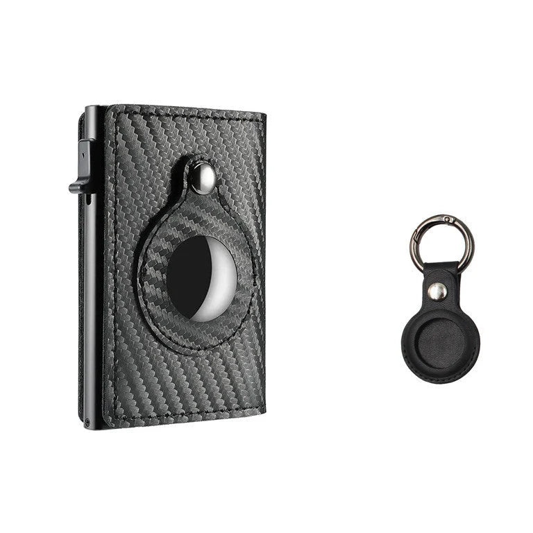 Genuine leather card holder with aluminum alloy frame in Crazy Horse finish