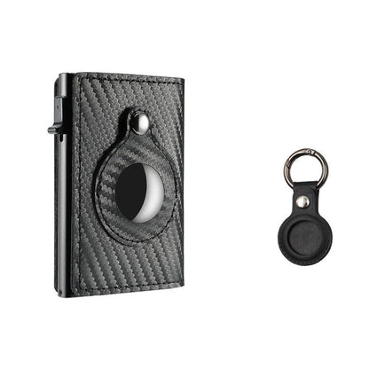 Genuine leather card holder with aluminum alloy frame in Crazy Horse finish