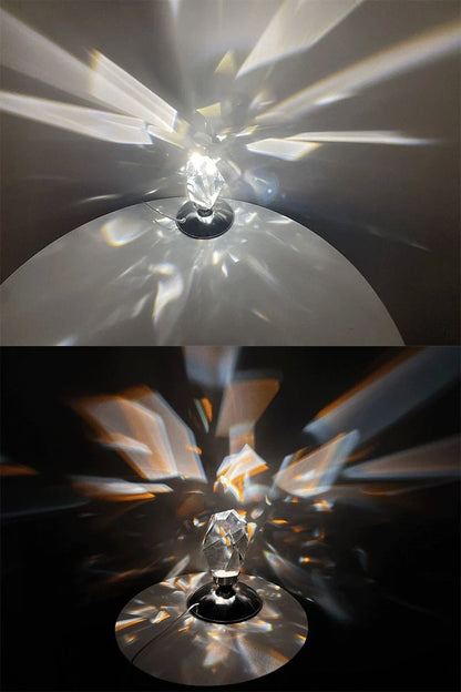 LED Crystal Night Light with Remote Control showcasing diamond-cut pattern projection