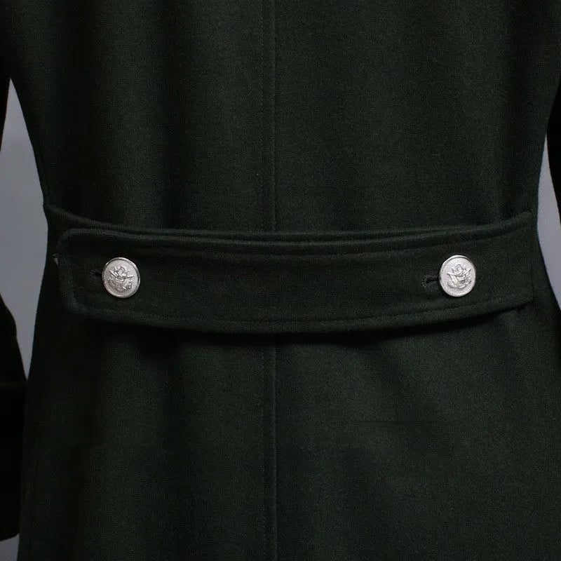 Double-row retro woolen coat for men in loose fit with double-breasted button closure and flax fabric