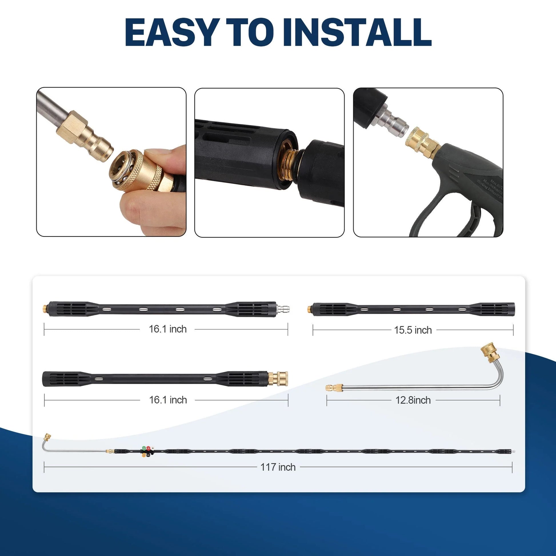 110inch stainless steel high-pressure washer gutter cleaning extension rod